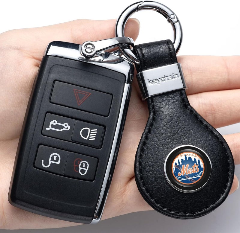 EMIJOY Mets Car Keychain Keyring for NY Mets Baseball Fans,New York Mets Car Accessories 2 Packs Leather Auto Keychain,Women/Men's Key Chains for Vehicles,Key Ring Lanyard for Auto KeyFob Holder - Image 5